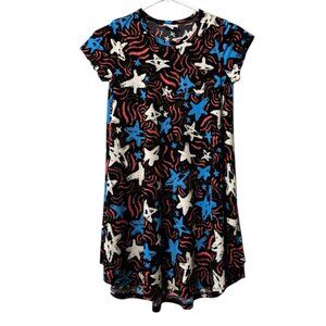 LuLaRoe‎ Tunic T Shirt Size 10 Short Sleeve Stars Stretch Casual Teacher Grunge